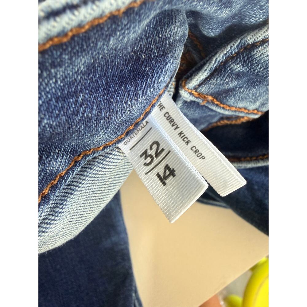 Loft Curvy High Rise Kick Crop Jeans Size 32/14 Medium Wash Blue Flare Stretch - Picture 3 of 12